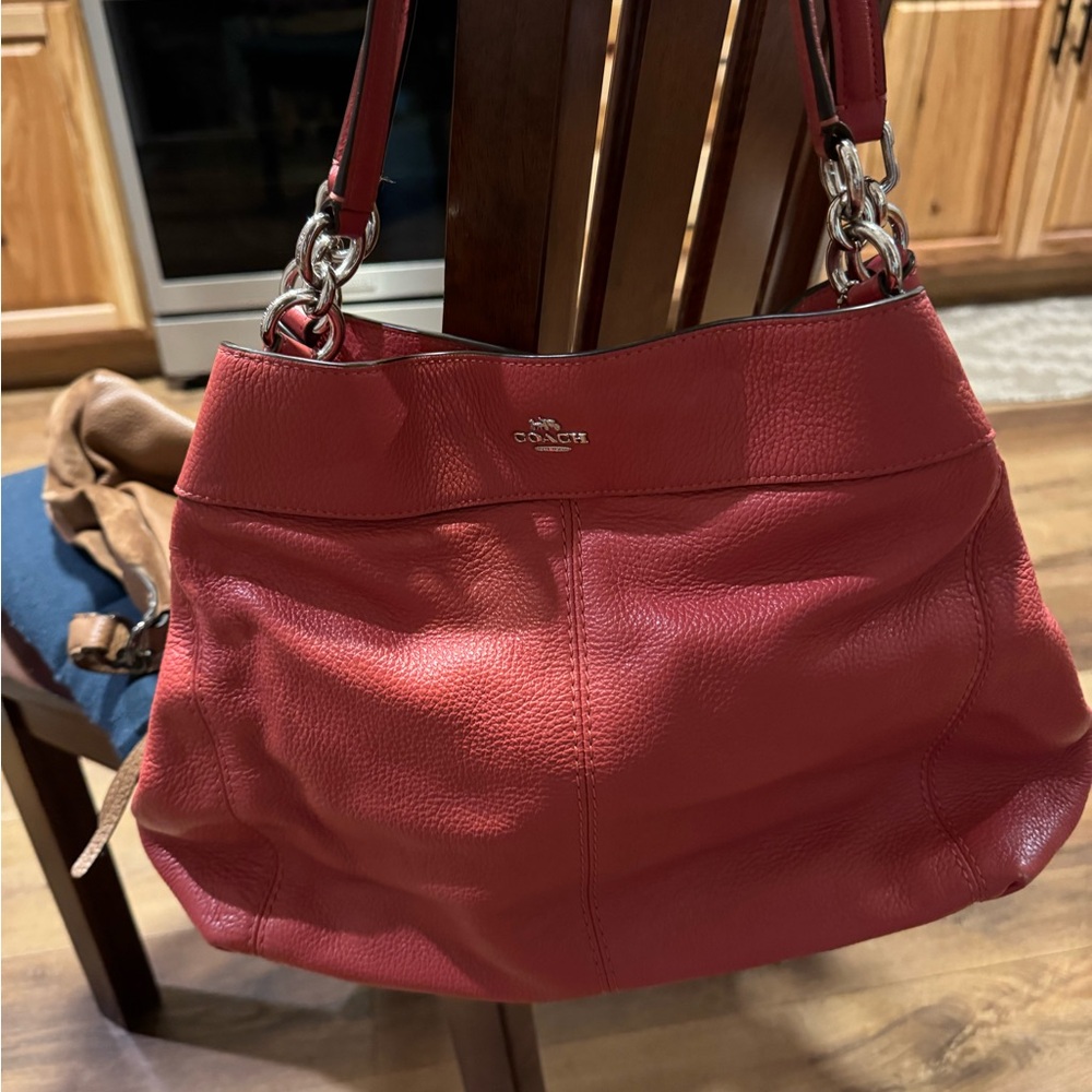 Coach Cherry Red Leather Shoulder Bag
